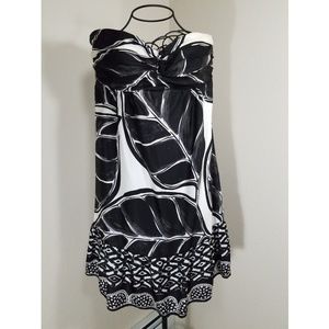 Strapless White Black Dress Size 8 Evening Wear